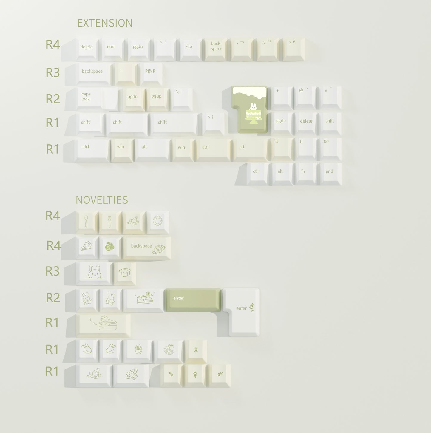Pre- sales QTUO Matcha cheese Bunny Keycaps Cherry Profiles