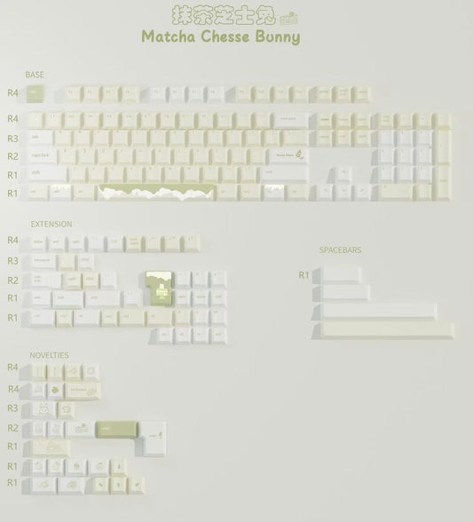 Pre- sales QTUO Matcha cheese Bunny Keycaps Cherry Profiles