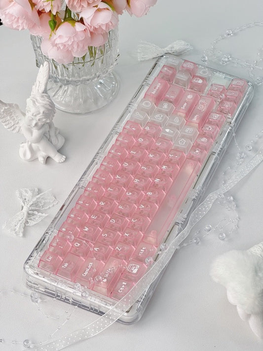 Meow dessert shop Cherry keycap cute dessert meow frosted transparent RGB keycap